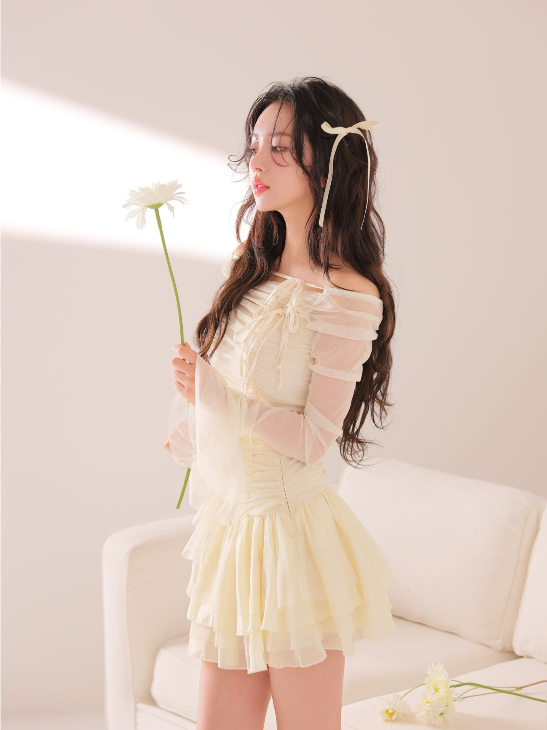 Chiffon mesh gathered setup(eme10765) – M me eme