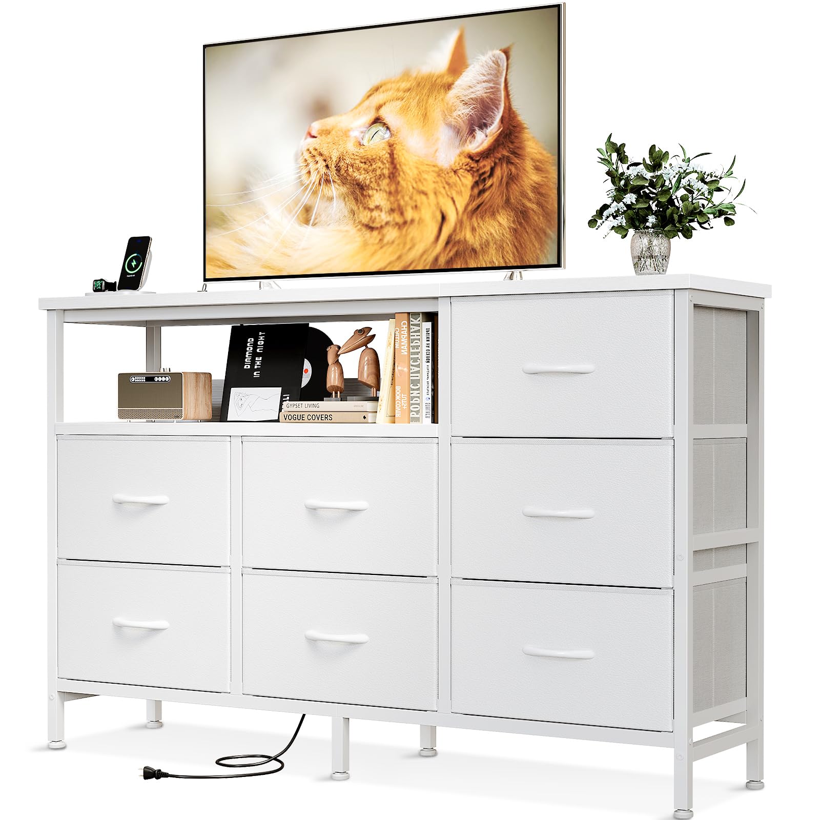 Amazon｜AODK タンス チェスト コンセント付き 幅132×奥行30×高さ90cm