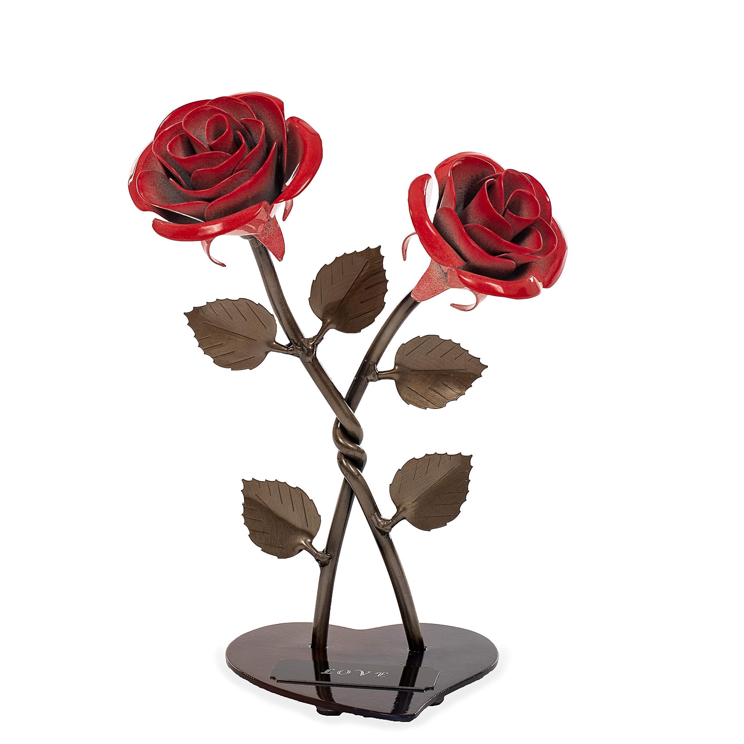 Amazon.com: Hand-Forged Wrought Iron Double Red Metal Rose with
