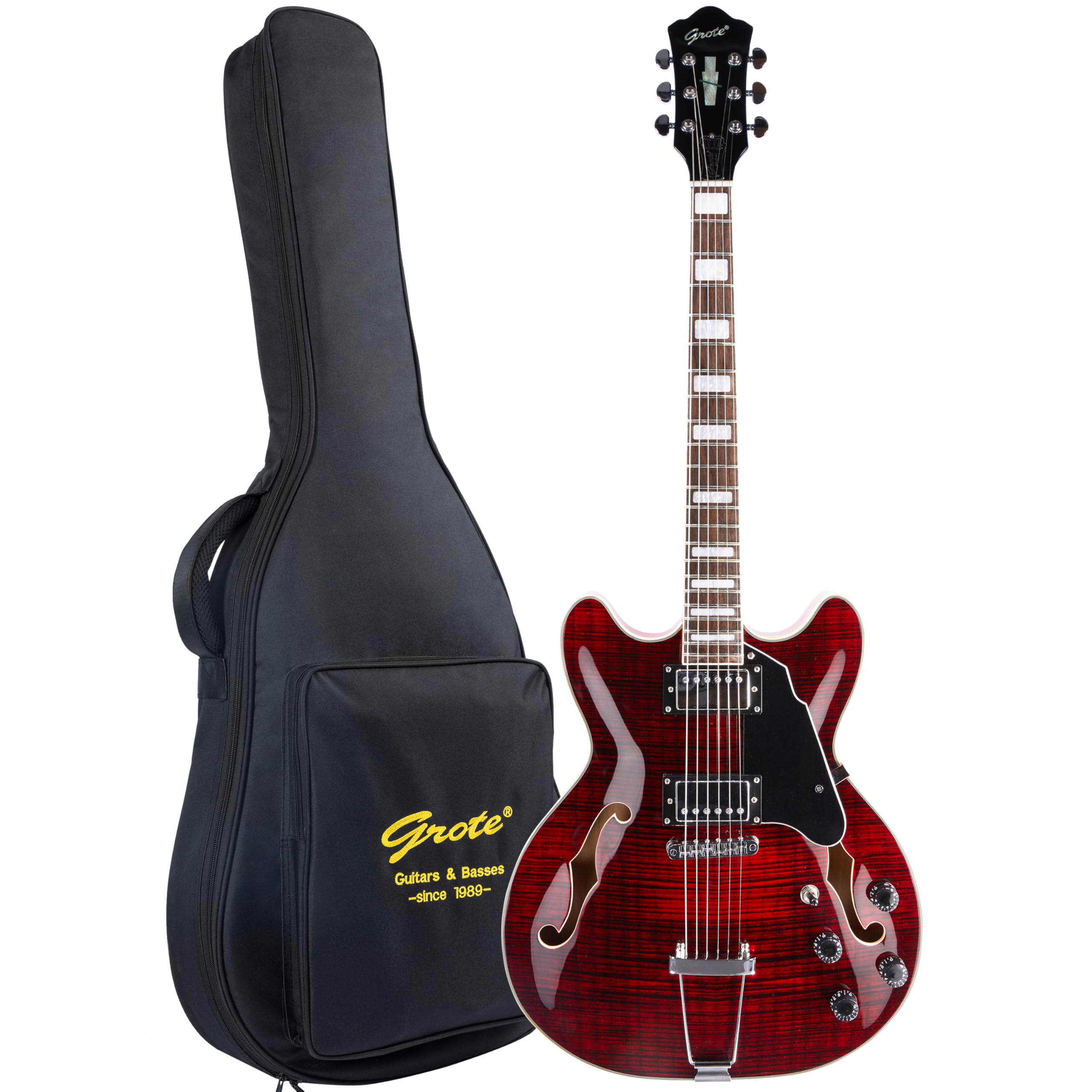GROTE Jazz Electric Guitar Semi-Hollow Body Trapeze Tailpiece