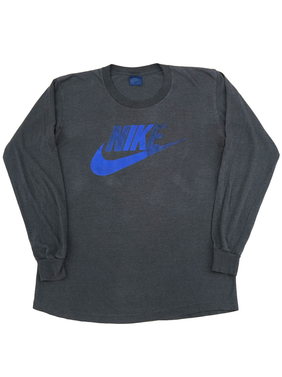 80's 紺タグ NIKE スウォッシュロゴ ロングスリーブTシャツ 表記(L