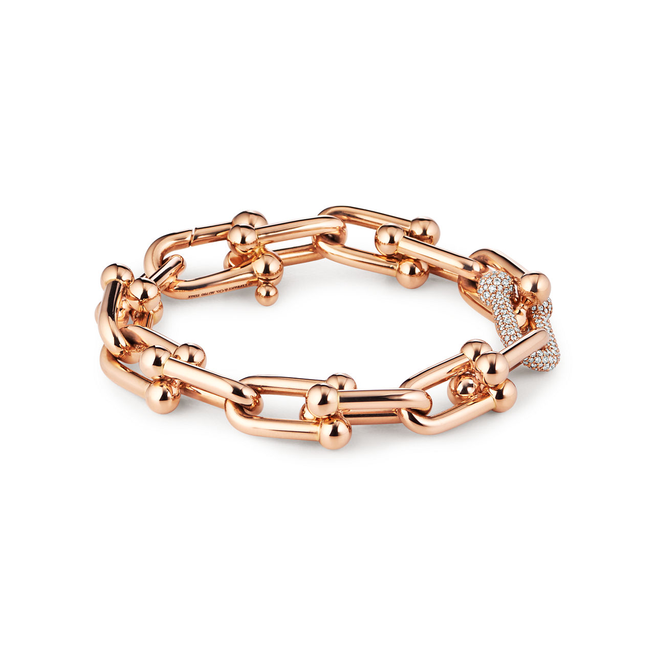 Tiffany HardWear:Large Link Bracelet in Rose Gold with Diamonds