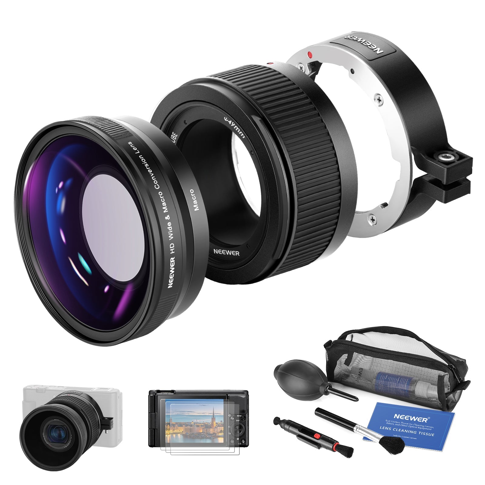 NEEWER Sony 2 in 1 x マクロ 追加レンズに対応でき エクステンション