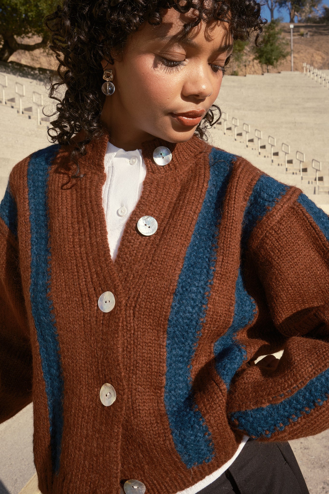 Sheba Striped Cardigan - Hickory/Ocean – Nikki Chasin