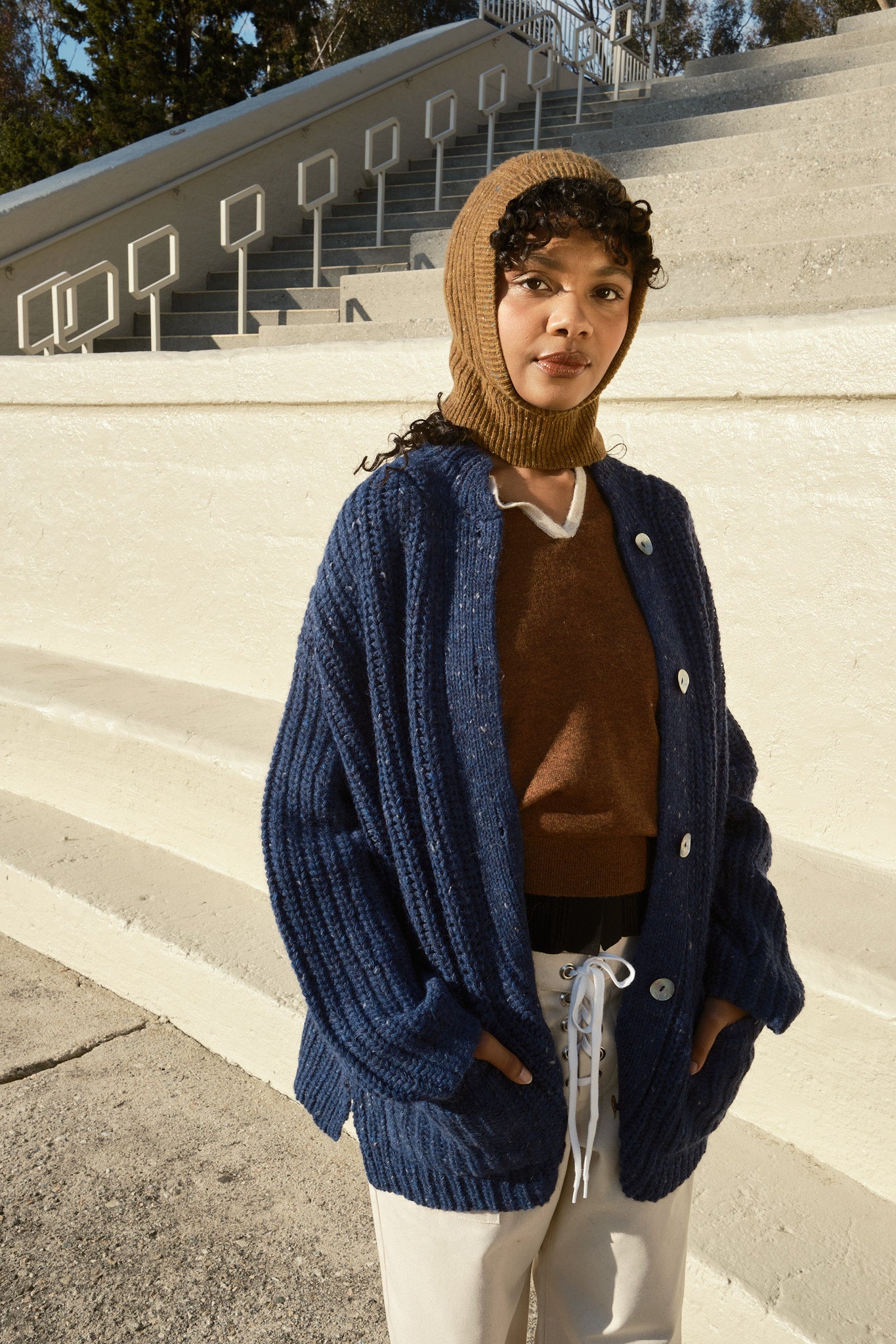 Sybil Tweed Ribbed Cardigan - Navy – Nikki Chasin