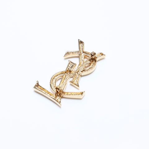極美品 イヴ・サンローラン YVES SAINT LAURENT YSL ロゴ ブローチ