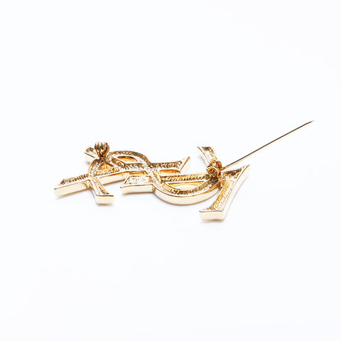 極美品 イヴ・サンローラン YVES SAINT LAURENT YSL ロゴ ブローチ