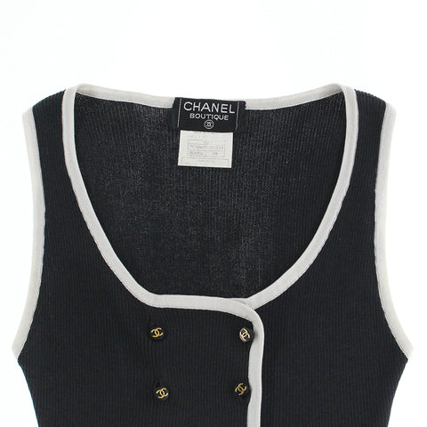 シャネル CHANEL クロップド チビ丈 リブニット トップス ベスト 95P