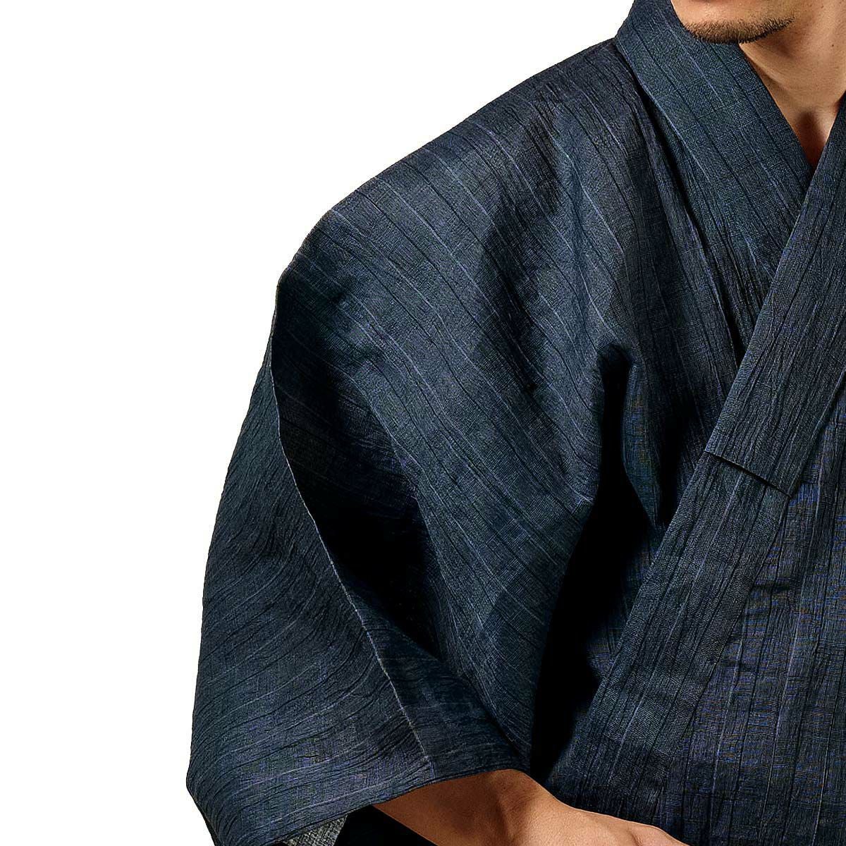 メンズ浴衣 単品 夏着物 近江ちぢみ本麻 濃紺 165cm～185cm前後対応 M