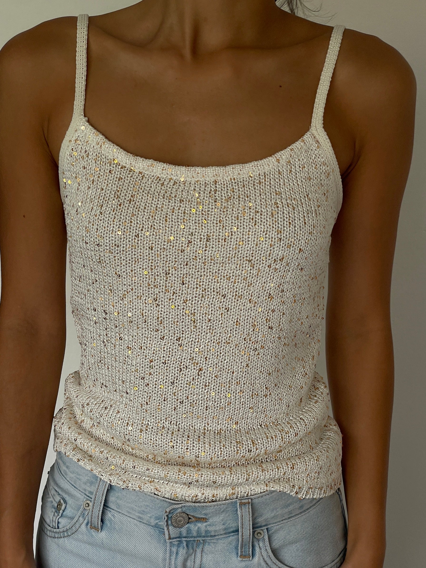 Kira Top Knitted Sequin Cami With Adjustable Straps – Rush