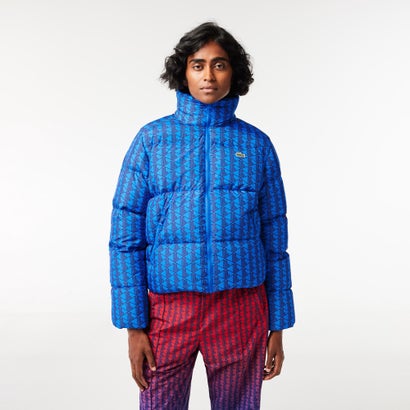 ラコステ LACOSTE モノグラムプリントダウンジャケット （ブルー