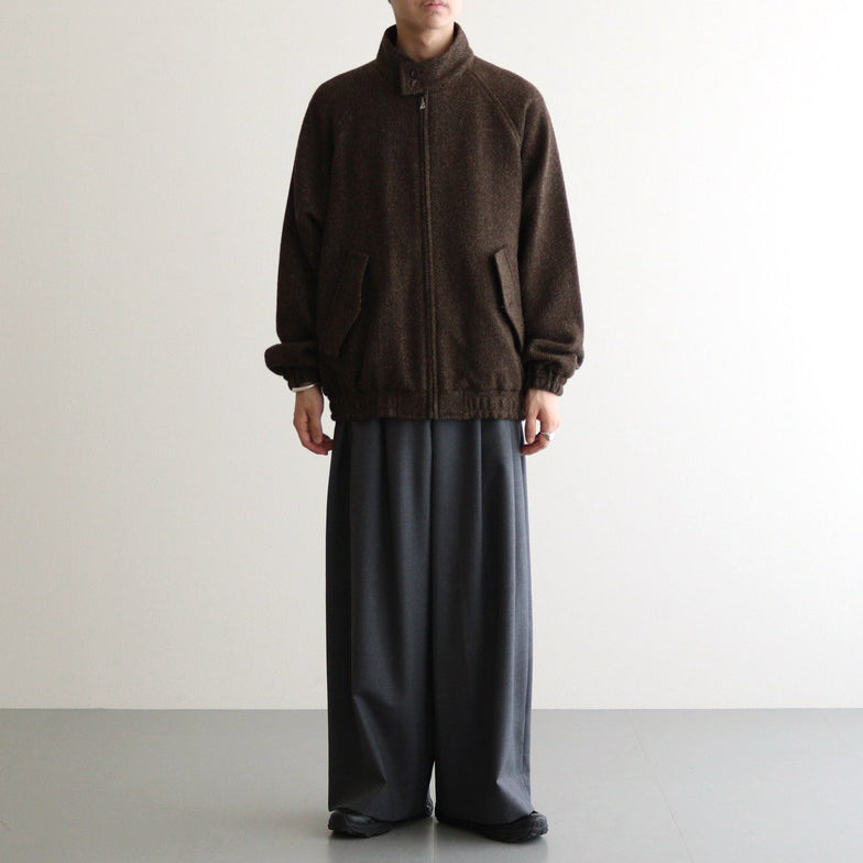 LAMA SHETLAND WOOL TWEED ZIP BLOUSON #BROWN TWEED [A24AB03LS