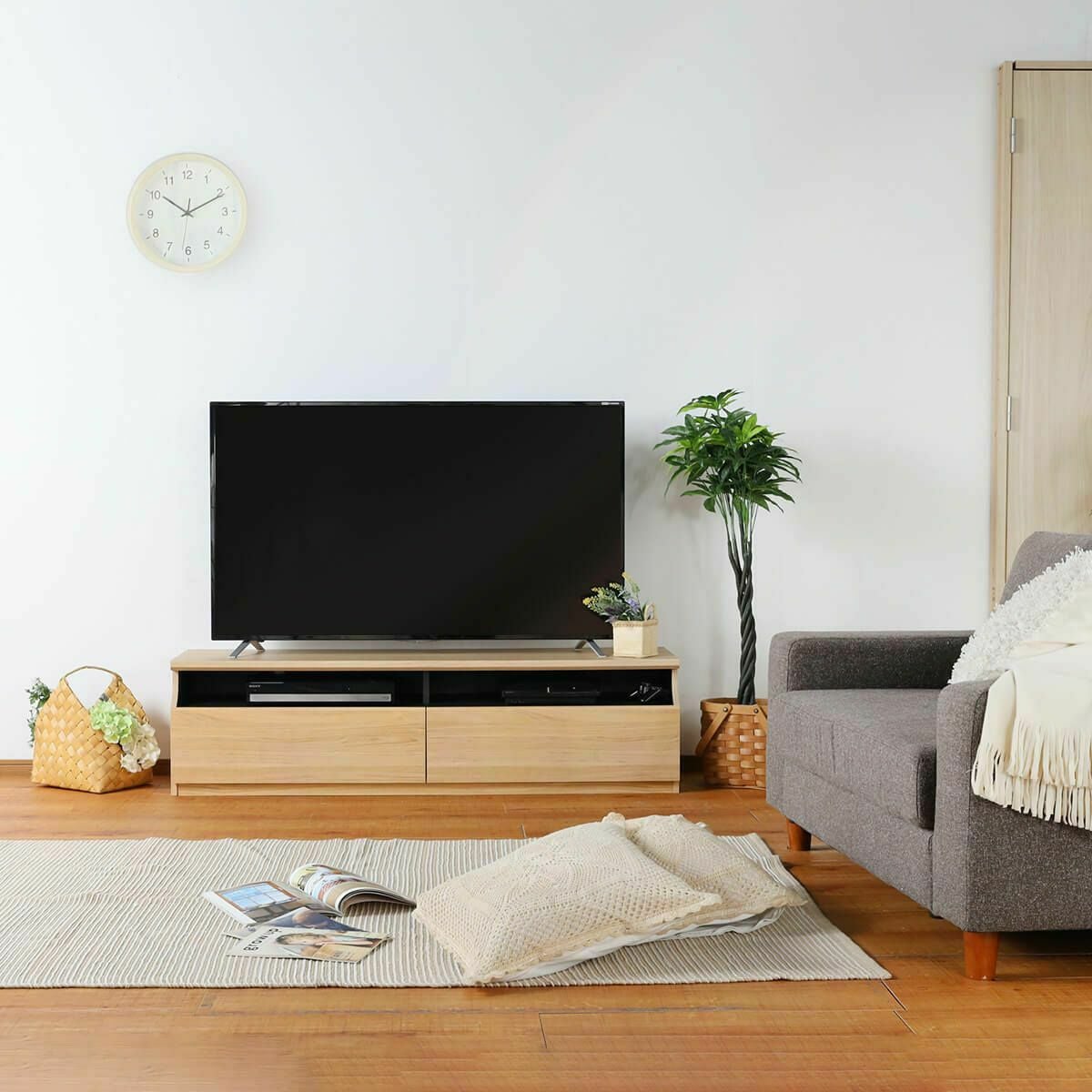 テレビ台 幅149cm 高さ40cm ナチュラルブラウン 65V型対応 シンプル