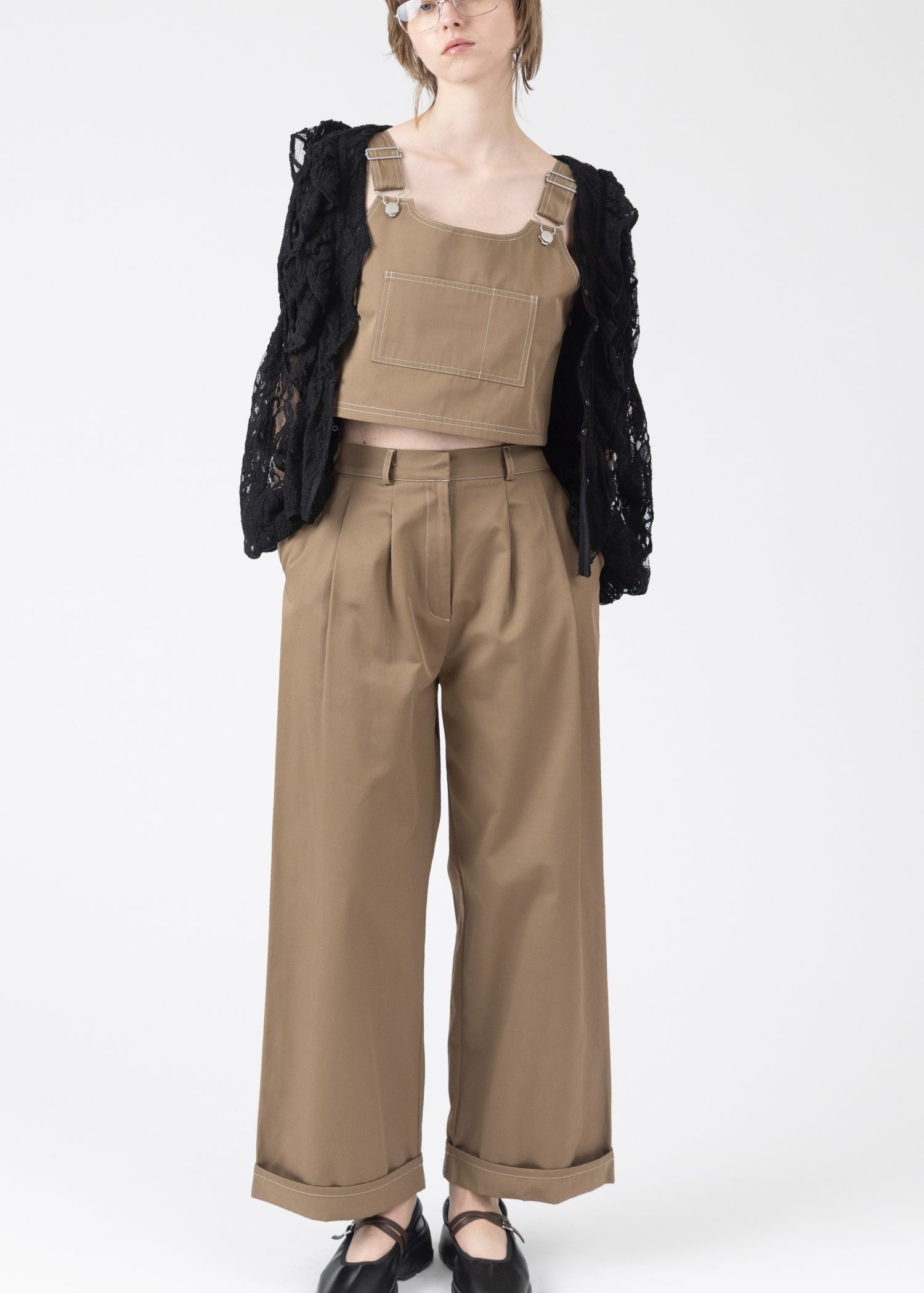 WILLFULLY - 2piece roll up suspenders all-in-one (K/beige) / 2