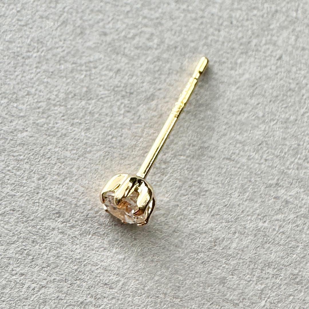 新品❗️K18YG枠 0.07ctUP 天然ダイヤモンド ピアス 片耳