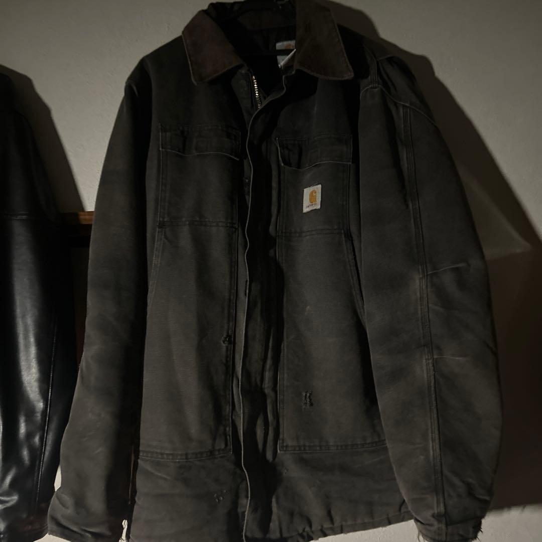 Carhartt ダークグレートラディショナルジャケット Carhartt カーハート トラディショナルジャケット XL ブラック 革タグ