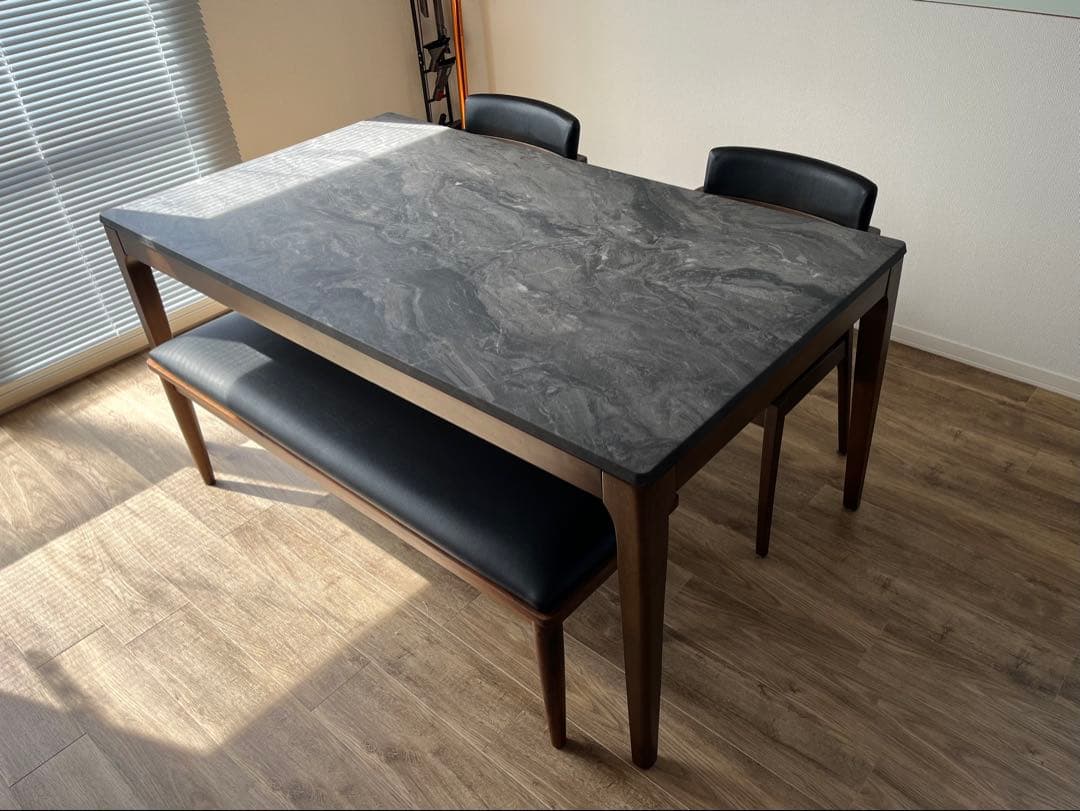 【美品】ダイニングテーブルセット 軒先渡し】後藤家具物産 三角テーブルダイニング 4点セット グリーン