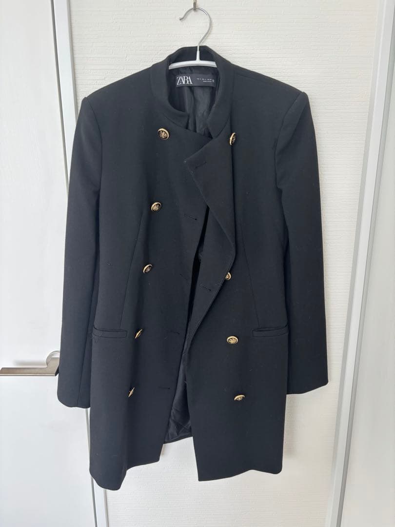 ZARA ナポレオンコート ダブルボタン 黒 - メルカリ