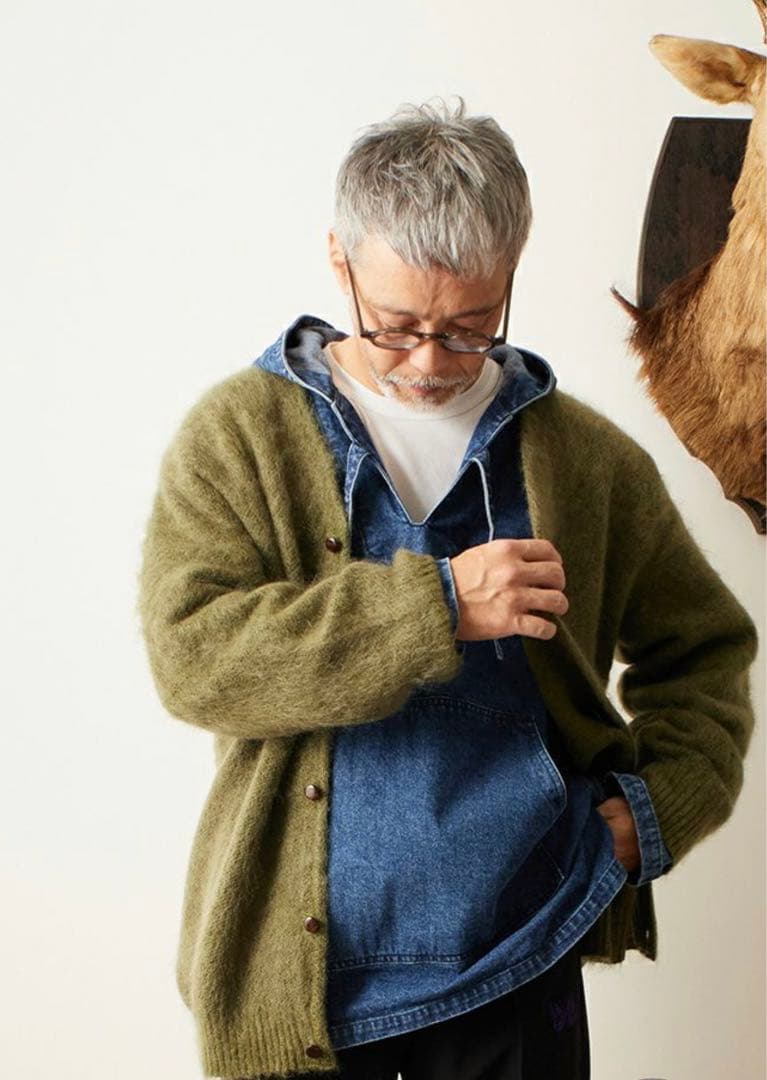 NEEDLES Mohair Cardigan Olive LQ276 M - メルカリ