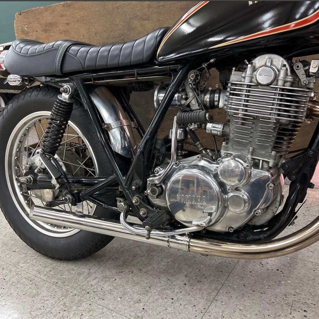 ワンオフ SR400 ショート菅 ドラッグパイプスラッシュカットマフラー