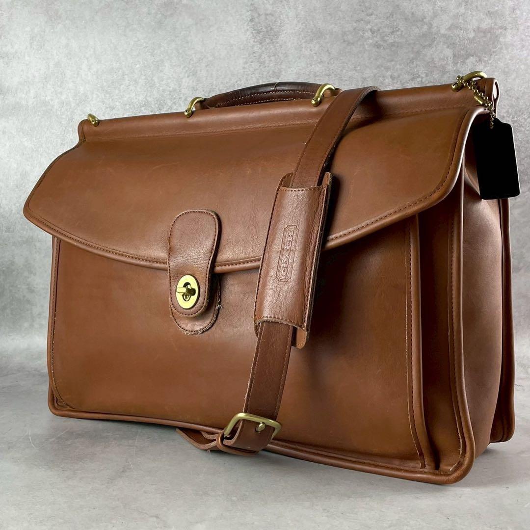 オールドコーチ　ビジネスバッグ　2way ターンロック　レザー　ブラウン COACH - オールドコーチ レザー ターンロック 2way ハンドバッグ