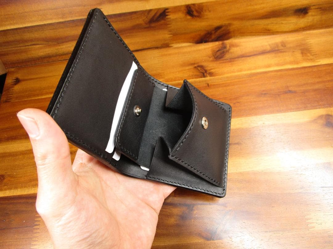 コンパクト財布 イタリアンレザー 黒 二つ折り 日本製 ミニ財布 ミニマル Eredita ミニ財布 メンズ 革 小さい財布 コンパクト 財布 イタリアン