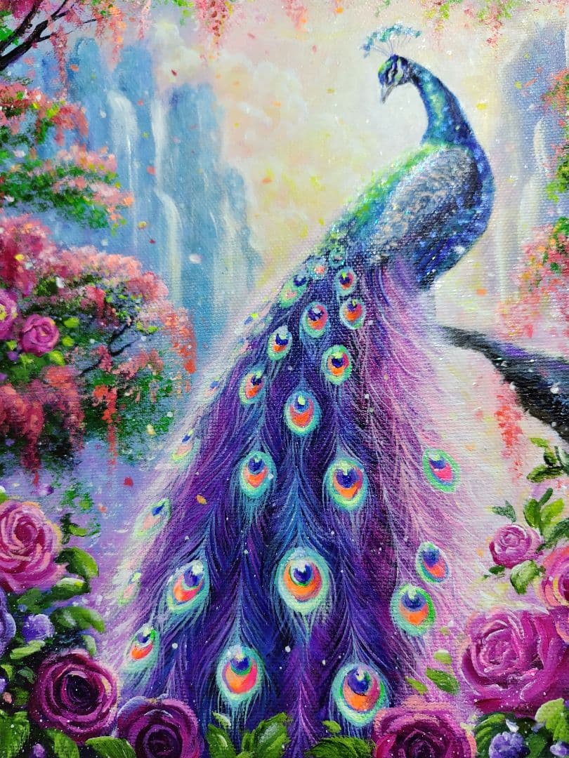 琥*ん様 【クジャク】アクリル画 F3 風景画 絵画 - メルカリ