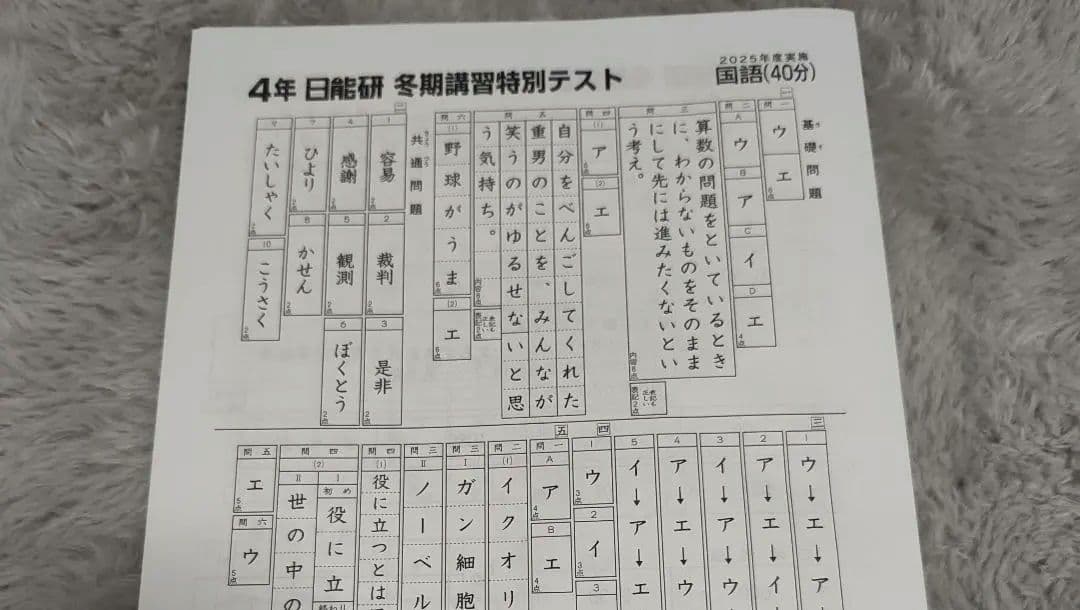 日能研 冬期講習 特別テスト 4年生 2025年度 - メルカリ