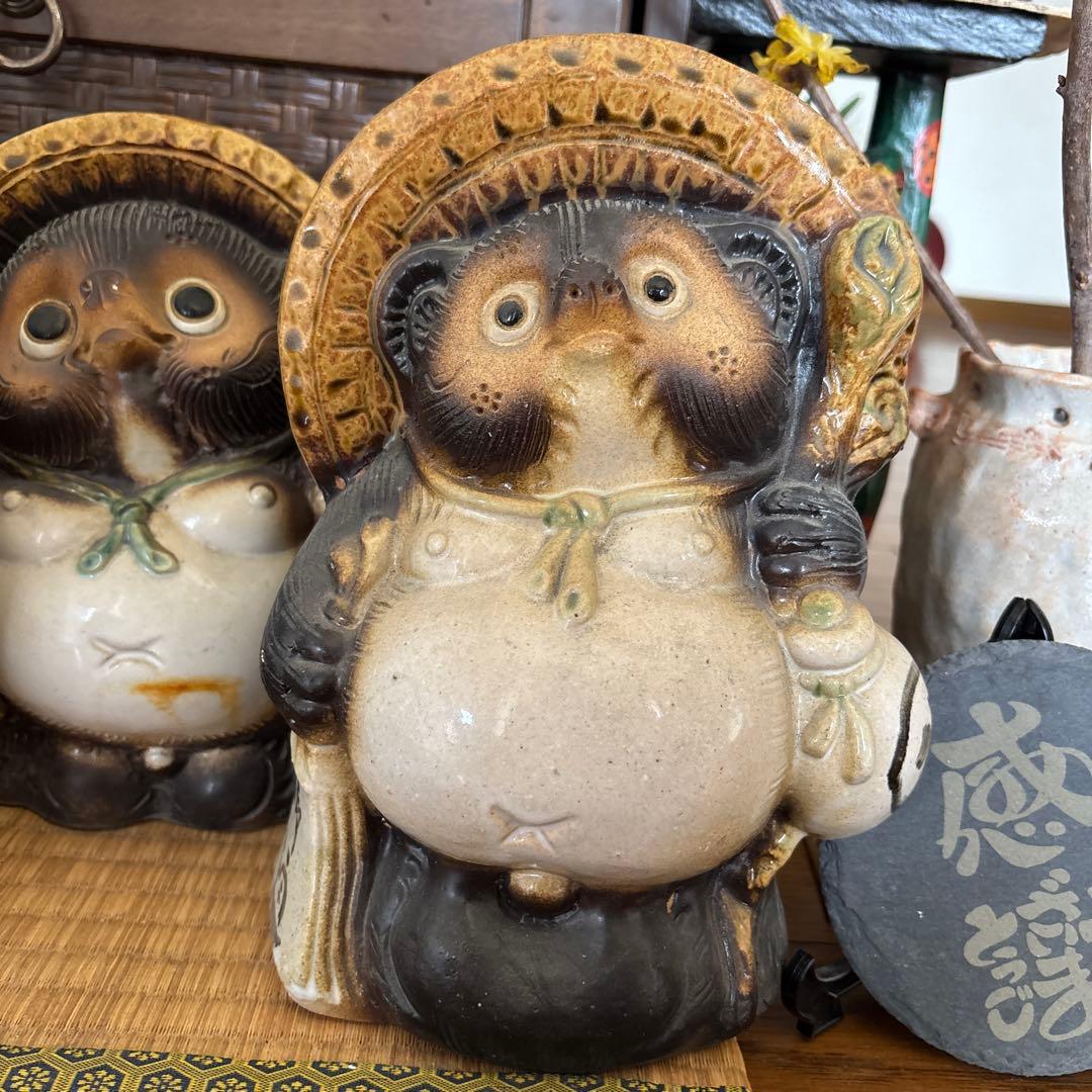 信楽焼 たぬき 置物 5体セット 白狸含 昭和レトロ - メルカリ