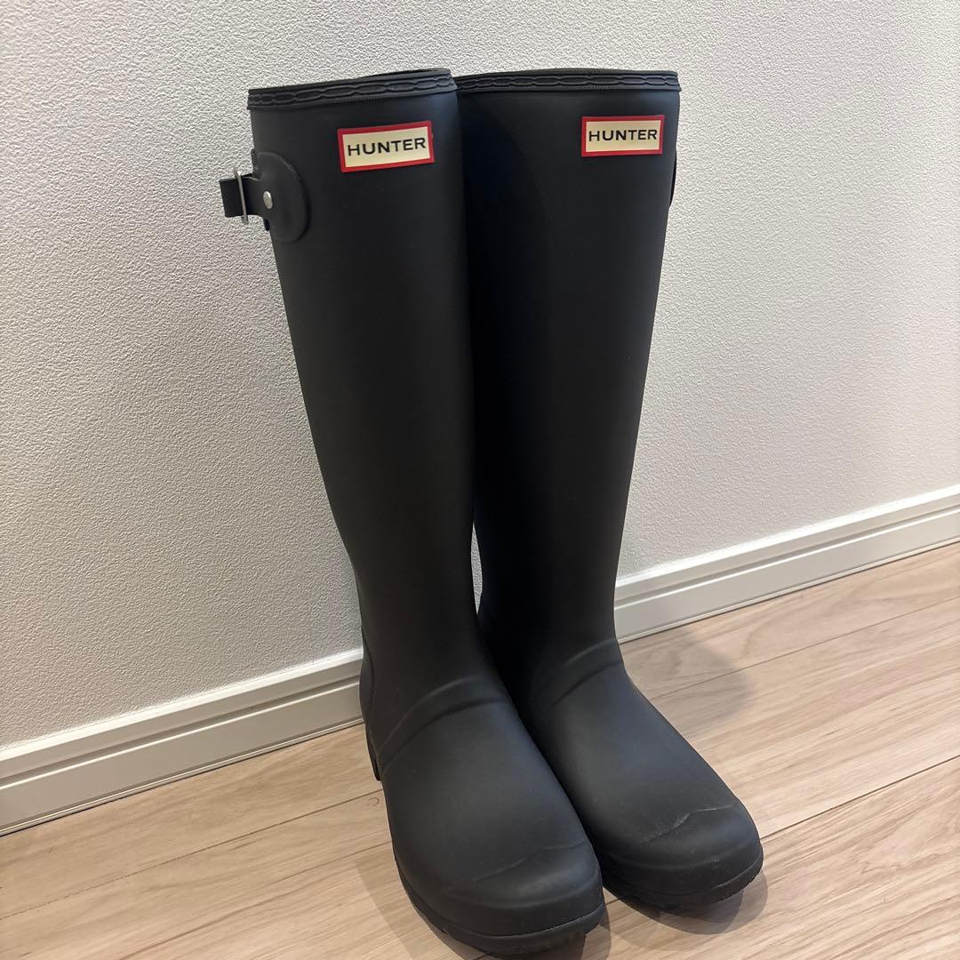 HUNTER ブラック ロング　レインブーツ　サイズ　 UK6 US8 EU39 HUNTER（ハンター） 長靴 レインブーツ HUNTER ORIGINAL REFINED