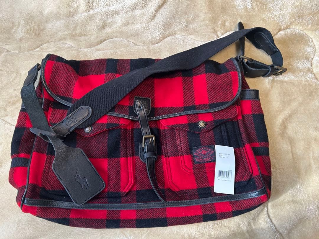 美品　RALPH LAUREN RLPC ウールショルダーバッグ 赤黒チェック Ralph Lauren - ラグビー バイ ラルフローレン／RUGBY バッグ