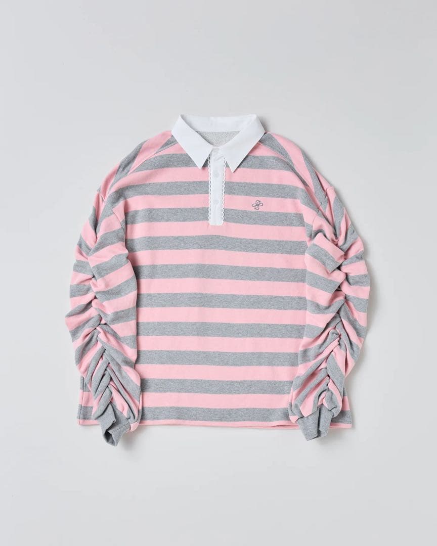 新品未使用 POPPY Gathered sleeve rugby shirt 250117_12693.jpg?v=1757637103&