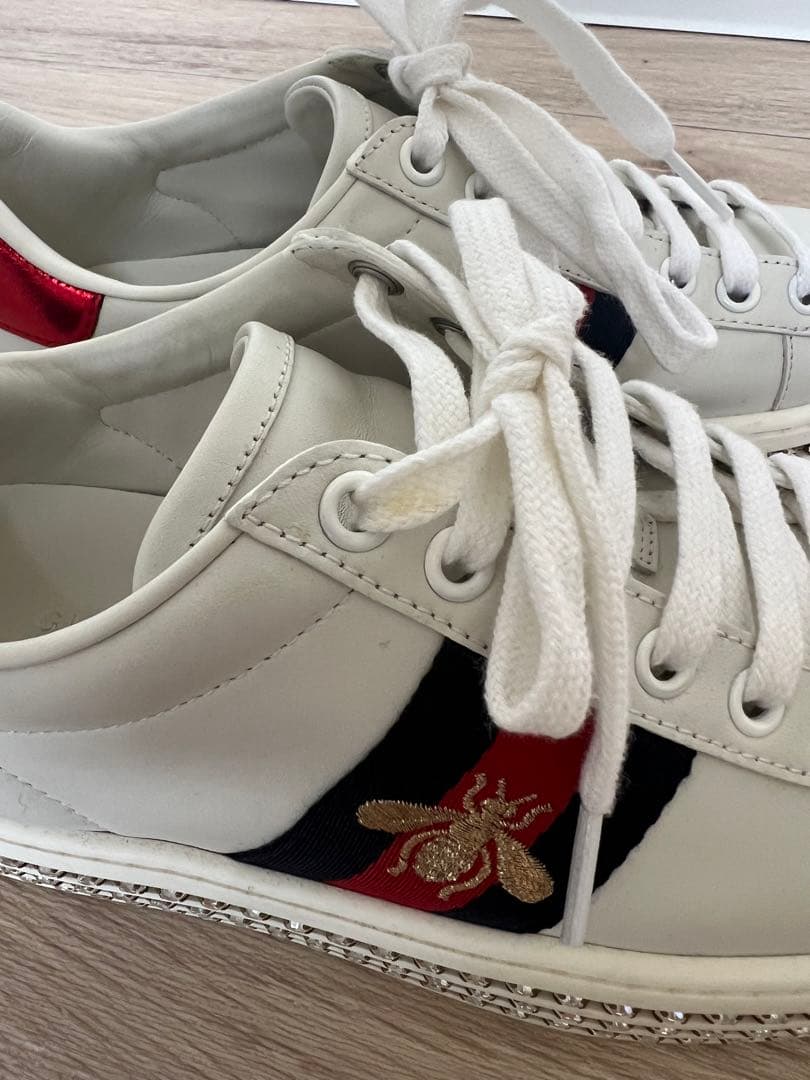 GUCCI グッチ エース クリスタルシェリーライン 厚底スニーカー 22