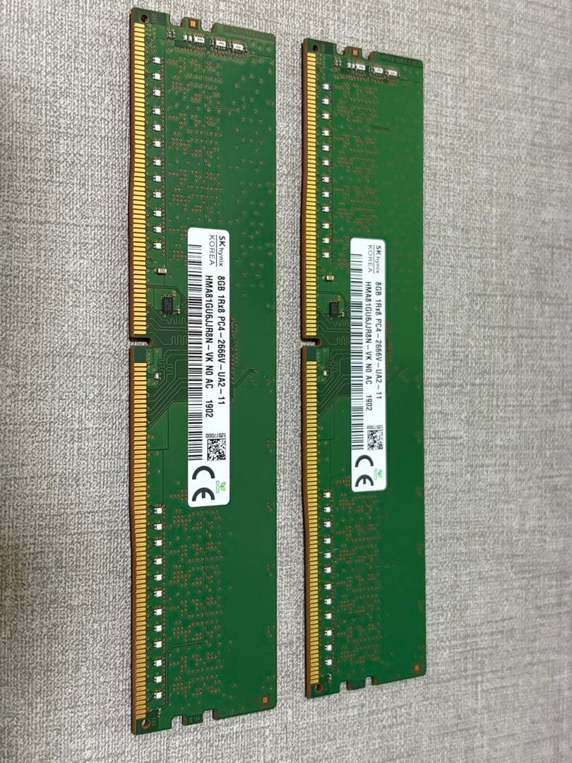 SK hynix 8GB メモリ PC4-2666V 2枚セット SK hynix SK hynix 8GB 1Rx8 PC4-2666V-UA2-11 DIMM 288pin