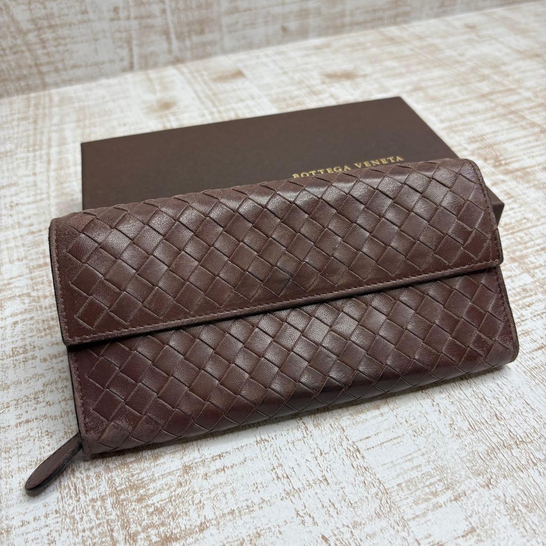 定番　人気　BOTTEGA VENETA 長財布　ブラウン　メンズ　ウォレット BOTTEGA VENETA（ボッテガ・ヴェネタ） 中古 長財布ラウンドファスナー