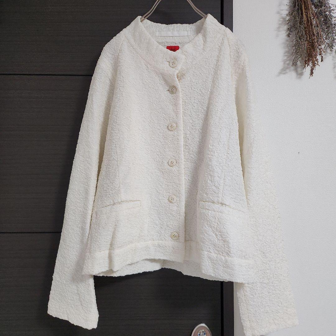 a3 美品 HaaT/イッセイミヤケ プリーツ ジャケット 白/M - メルカリ