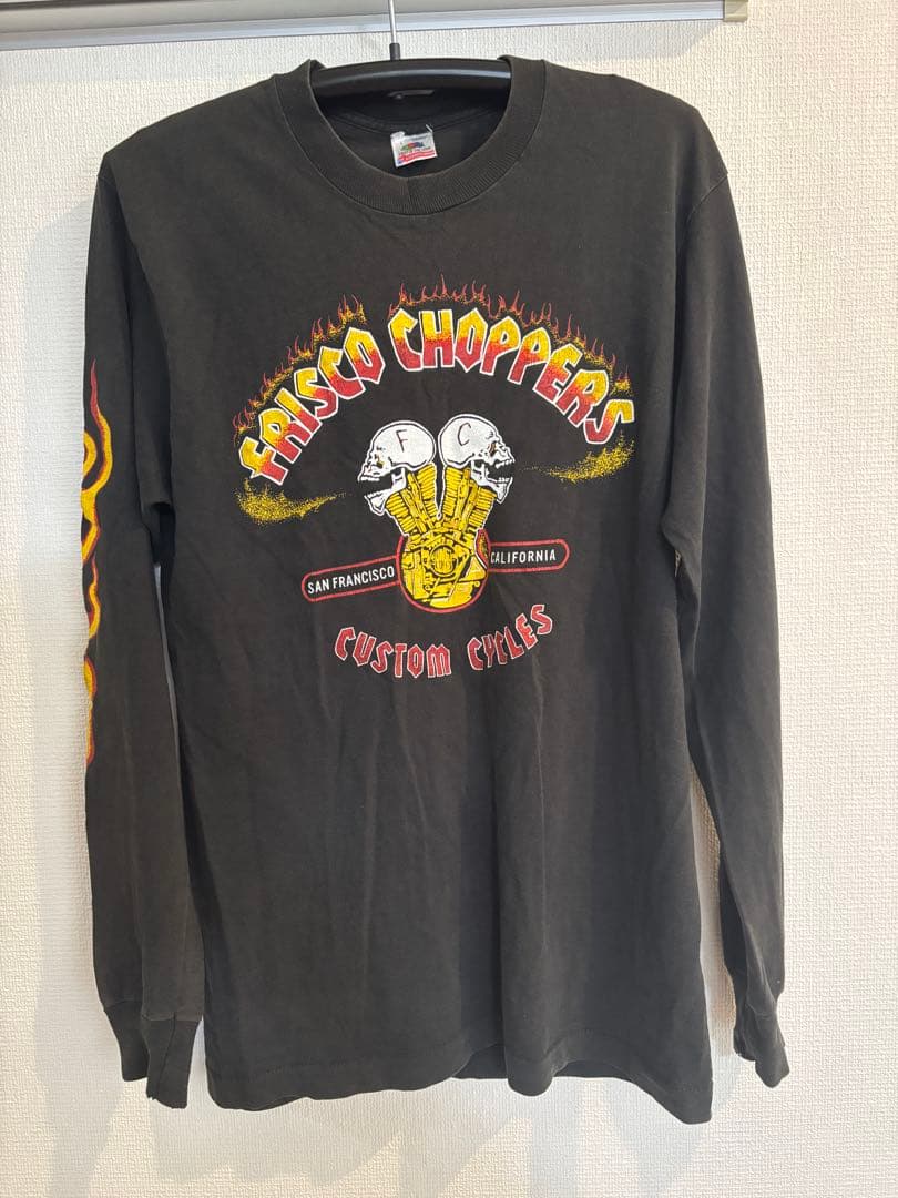 1980 FRISCO CHOPPERS 長袖Tシャツ Frisco Choppers Flaming Skull Blue & Purple Long Sleeve