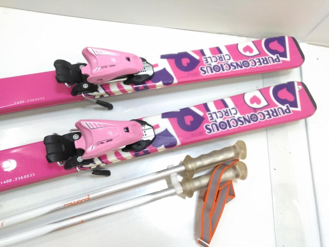 ジュニアスキー4点セット ピュアコンシャス 140cm ブーツサロモン22cm