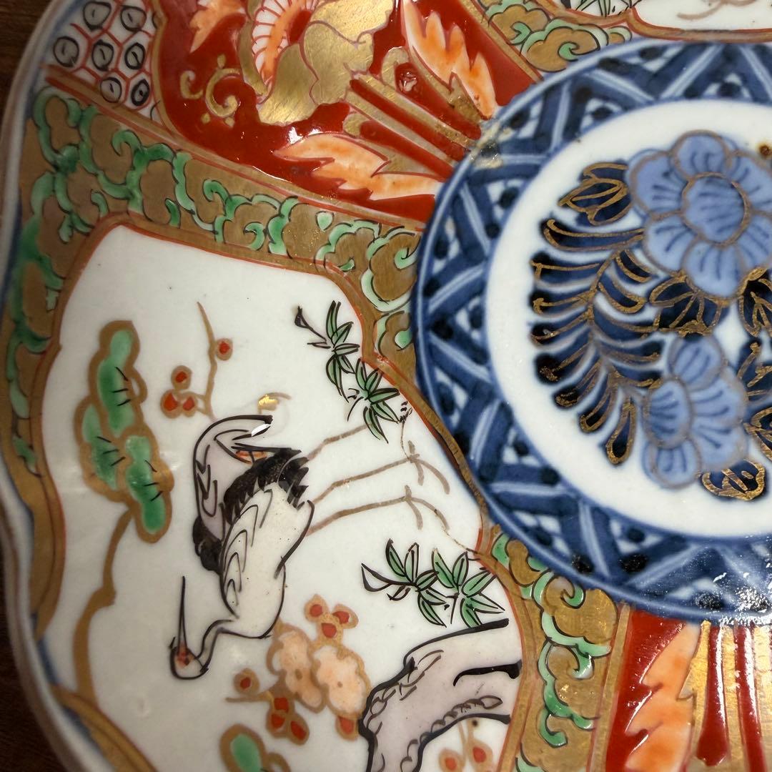 古伊万里 赤絵金彩鶴図なます皿五客 鉢/深鉢/お皿/