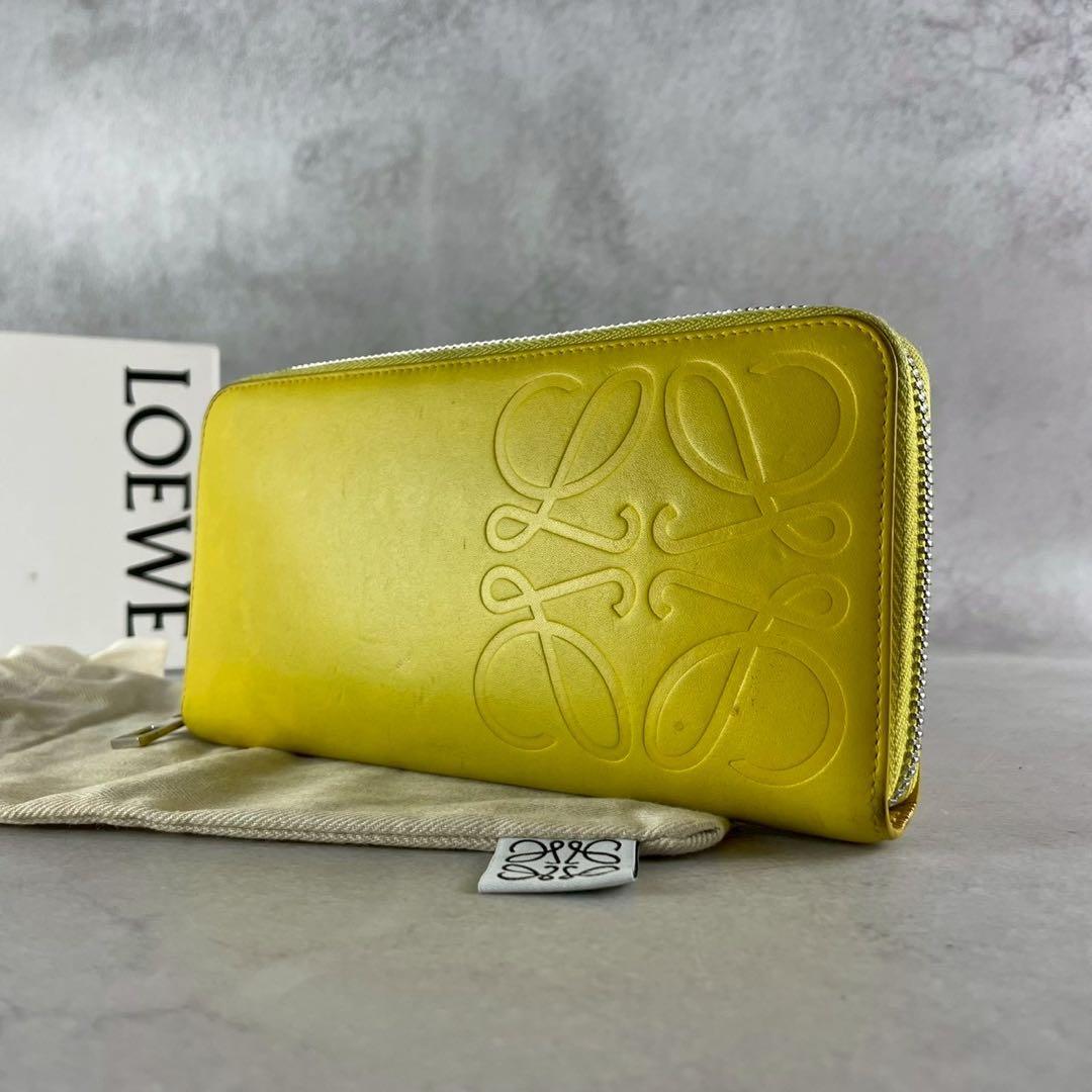 LOEWE ロエベ 長財布 ロングウォレット アナグラム イエロー カーフ