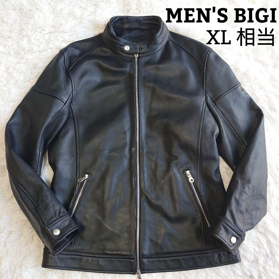 メンズビギ 羊革 シングルライダース ジャケット サイズ4 XL相当 MEN'S BIGI（メンズビギ） 革ジャン ライダース クロームタンニング