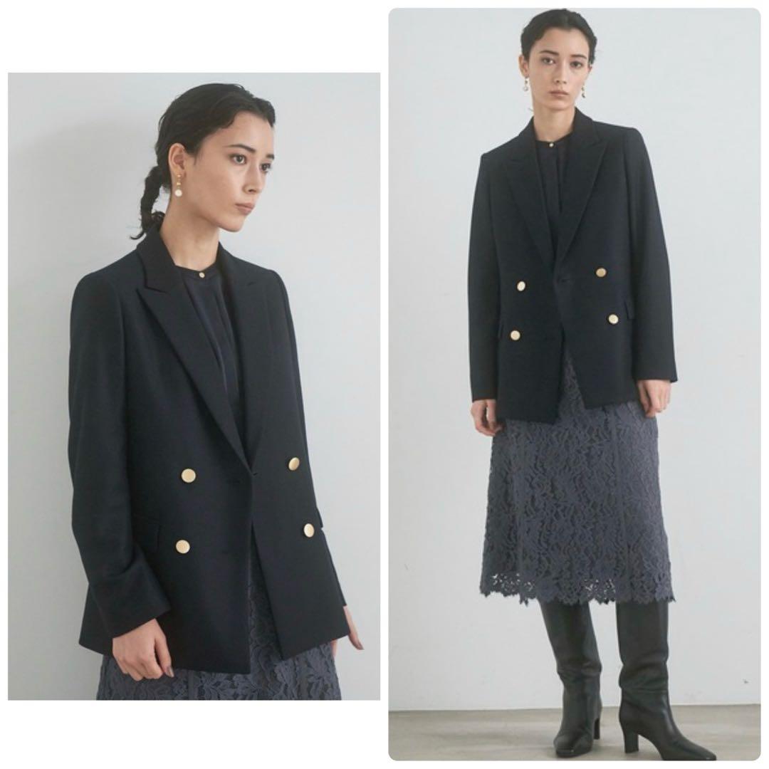 極美品✨️21AW アナイ ツイルジャージダブルボタンジャケット 濃紺 38