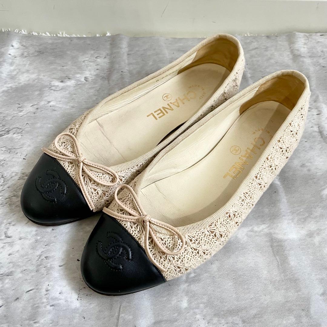 CHANEL バレエシューズ リボン ココマーク レース 35 1/2 23㎝ 2025年秋冬 CHANEL シャネル バレエシューズ メリージェーン ココ