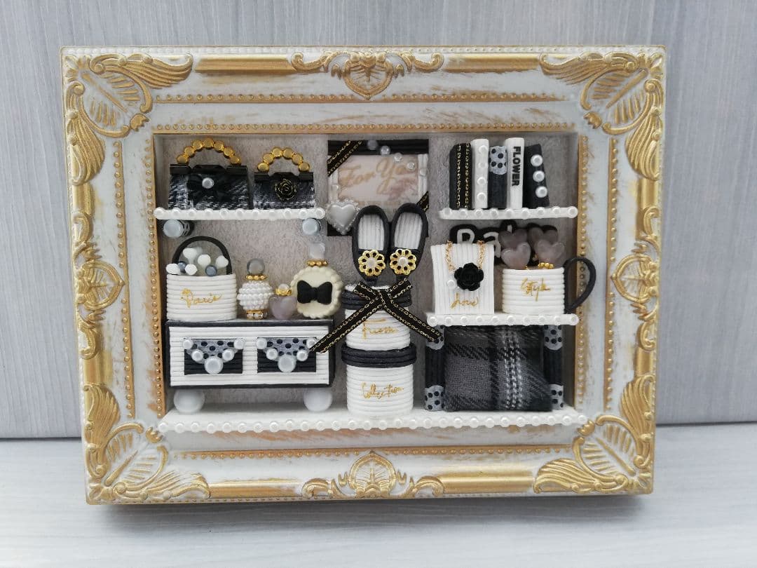 291 モノクロのミニチュア部屋 エコクラフト ハンドメイド - メルカリ