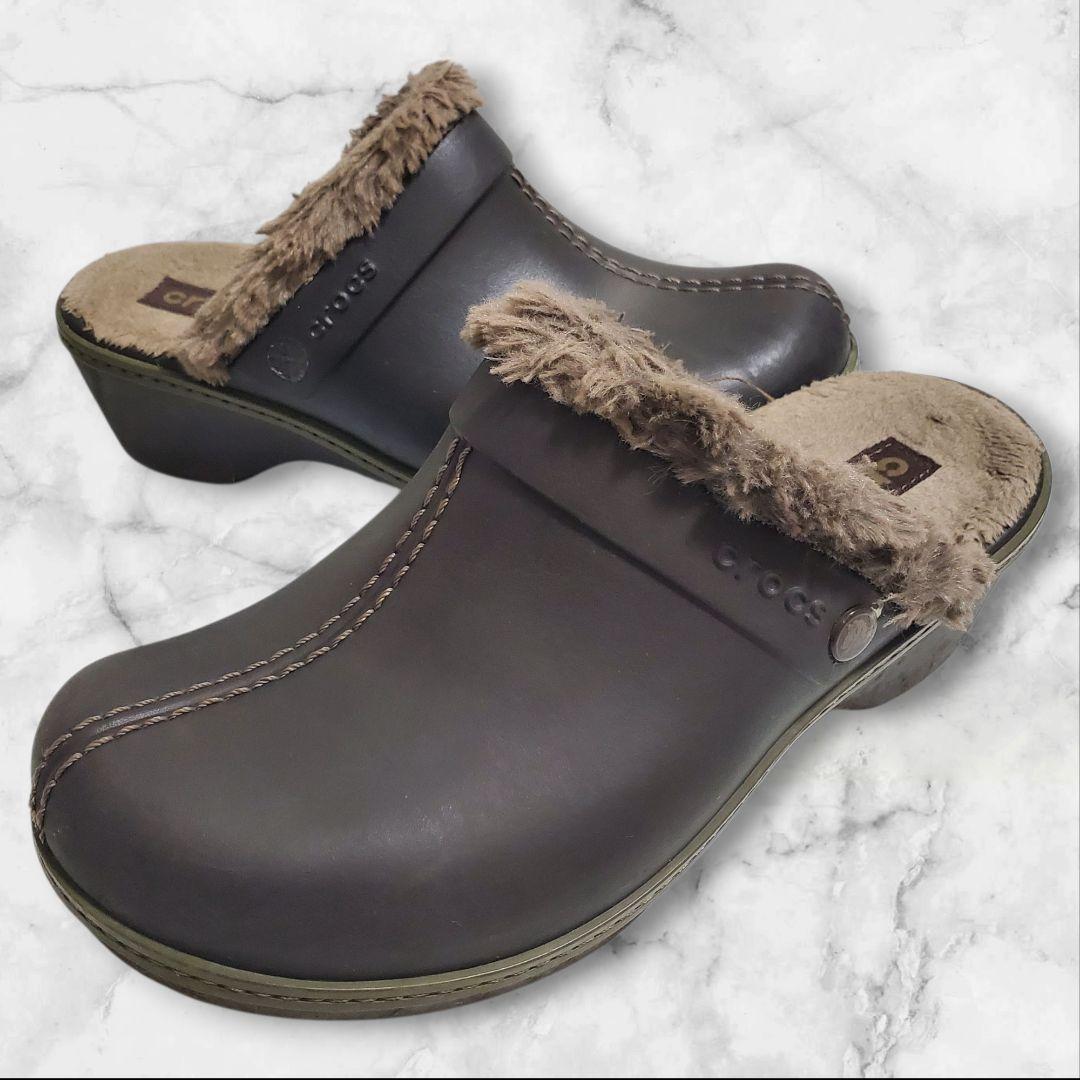 廃盤品◇クロックス crocs コブラー ボア付厚底 サボサンダル 7w
