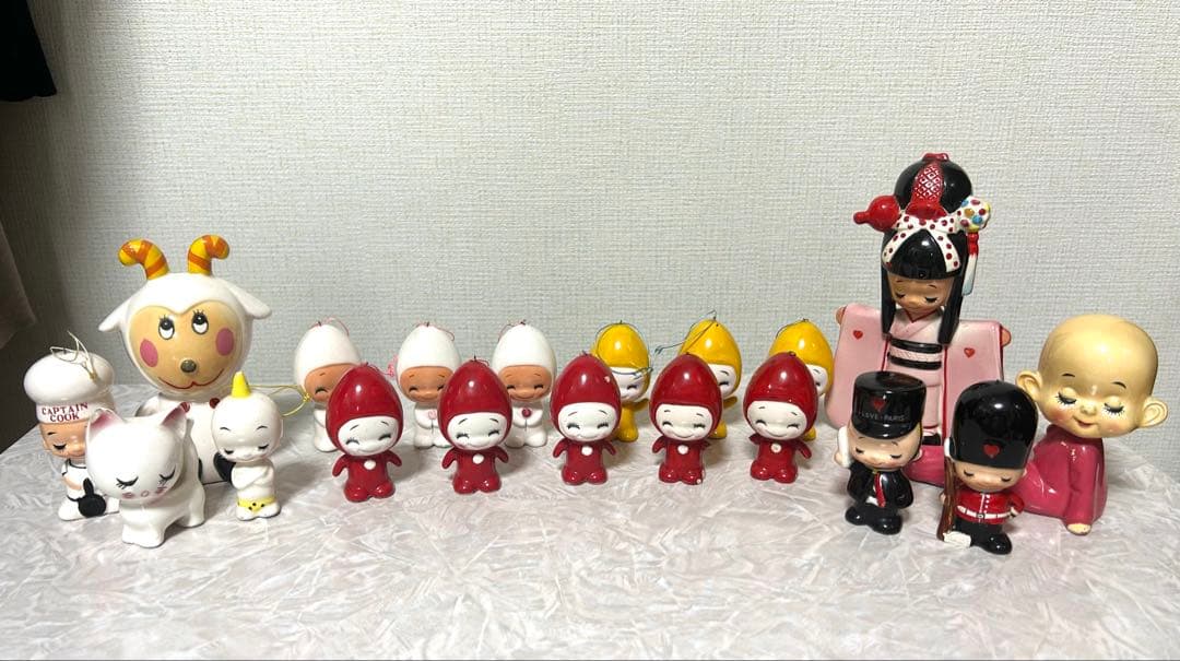 内藤ルネ レトロ陶器人形セット 内藤ルネ 陶器人形 （小人3体セット） - 「宝の森」昭和レトロ雑貨