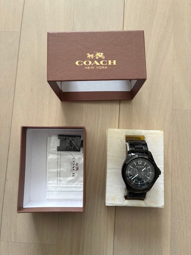 COACH ブラック アナログ クロノグラフ腕時計 - メルカリ