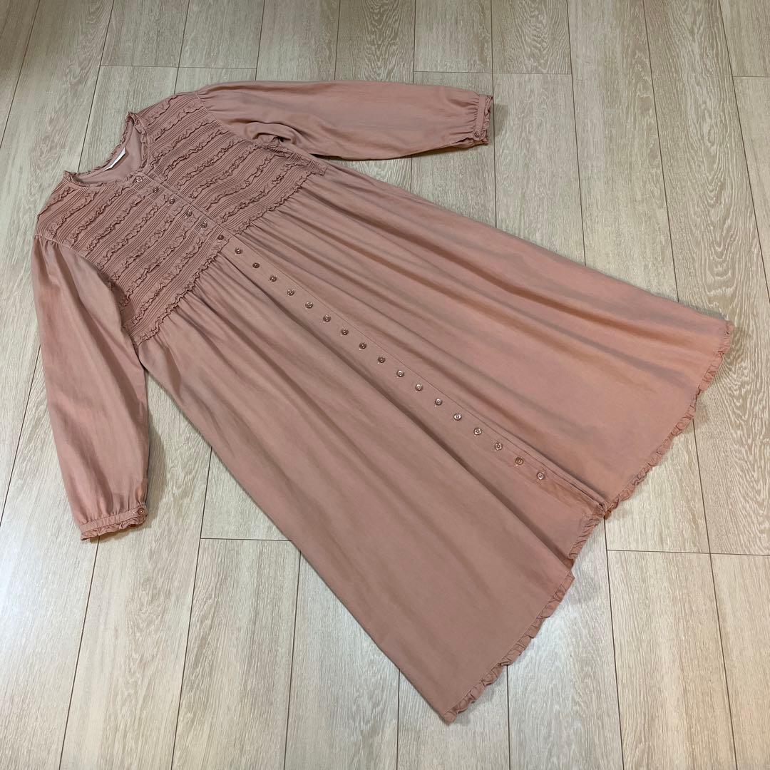 PINK HOUSE フリル付きワンピース PINK HOUSE（ピンクハウス） ワンピース たくし上げリボン付きローン