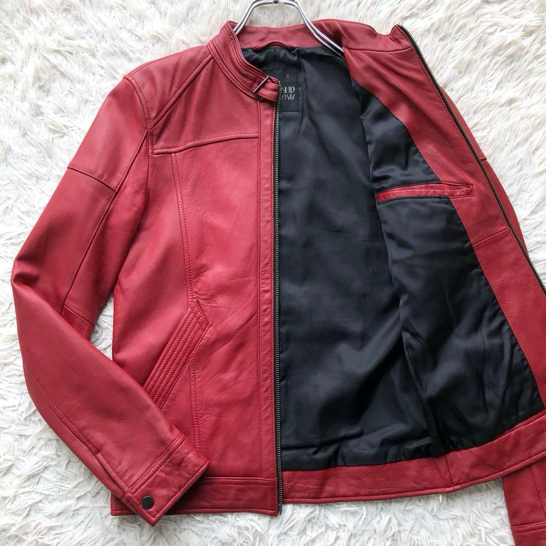 美品 希少カラー 羊革】メンズビギ ライダースジャケット 赤 Wジップ