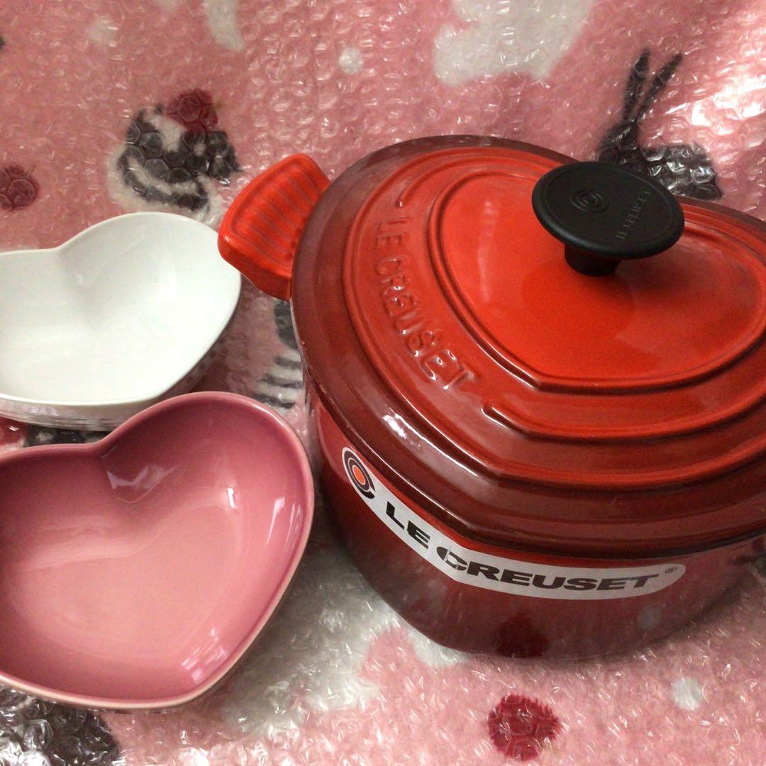 『ル・クルーゼ』未使用ココットダムール♡ハートセット♡レッドピンクホワイト♡ ココット・ダムール ループ チェリーレッド (シルバーツマミ